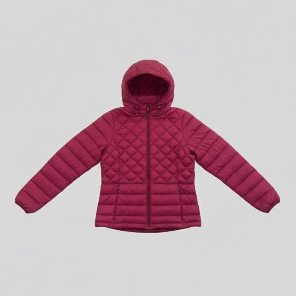 ZeroXposur Lightweight Wine/Burgundy Hi-Low Quilted Puffer Jacket Hooded Medium - Picture 3 of 14